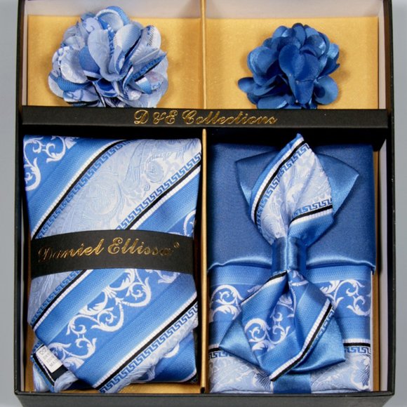 Daniel Ellissa Blue Silver Bow & Neck Tie 6 Set